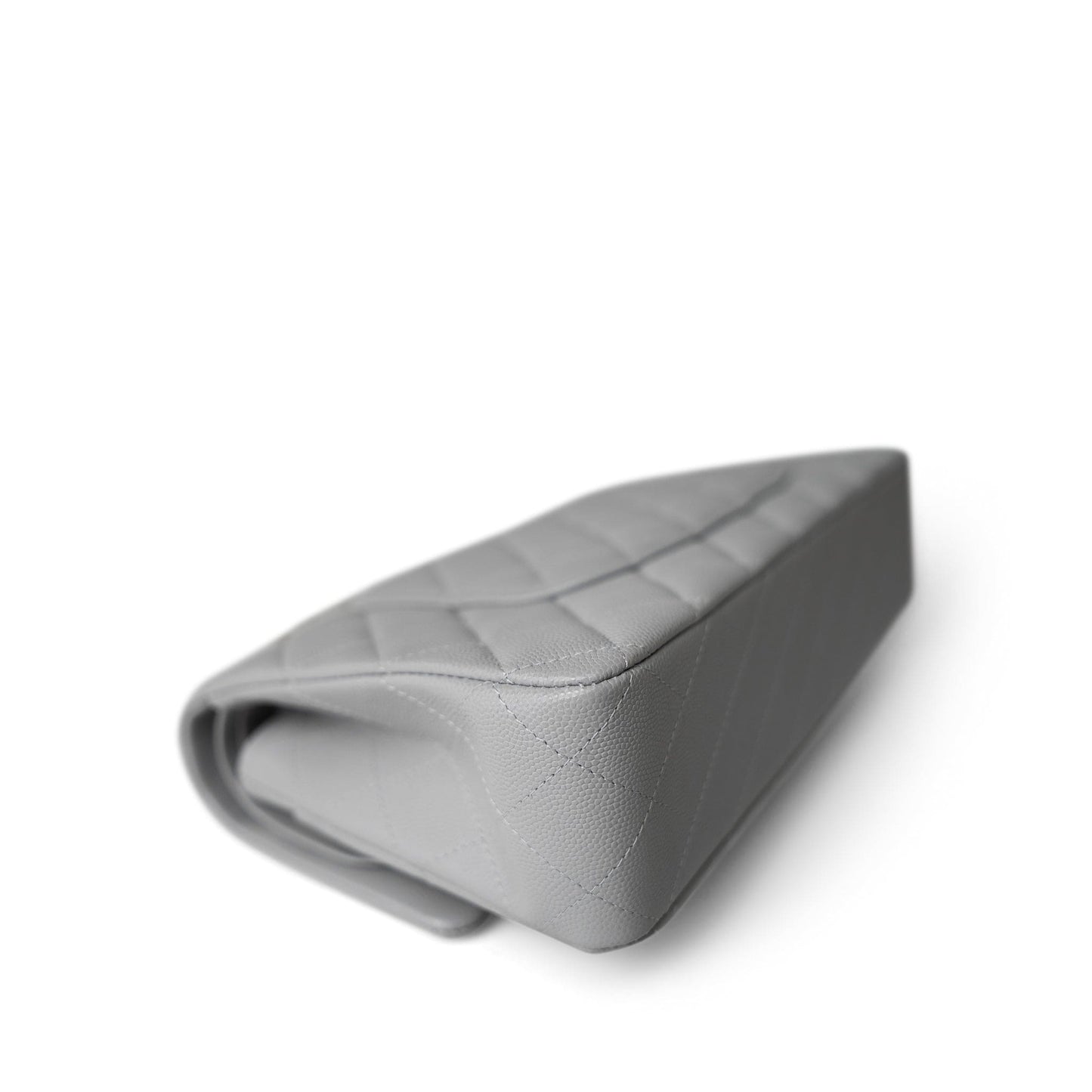 21A Grey Caviar Quilted Medium Classic Flap Light Gold Hardware