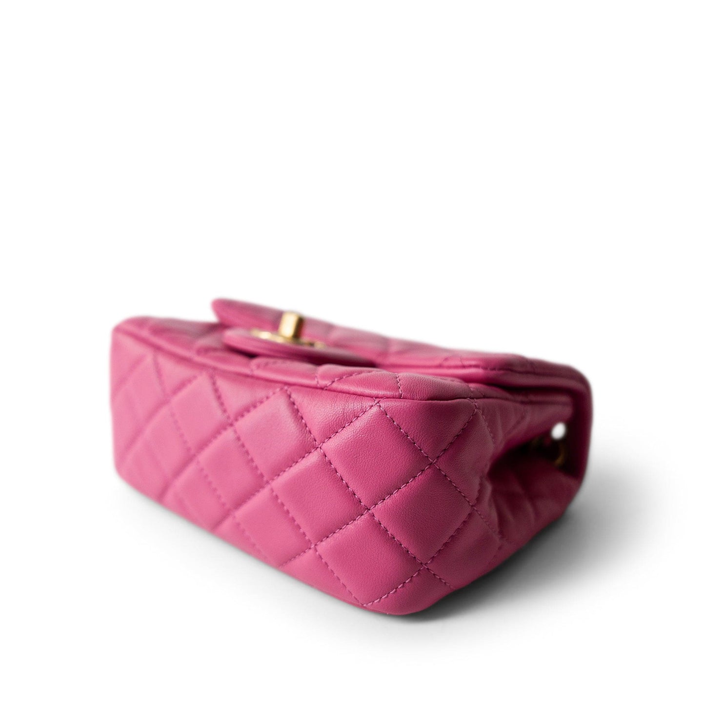 20S Pink Lambskin Quilted Pearl Crush Mini Aged Gold Hardware