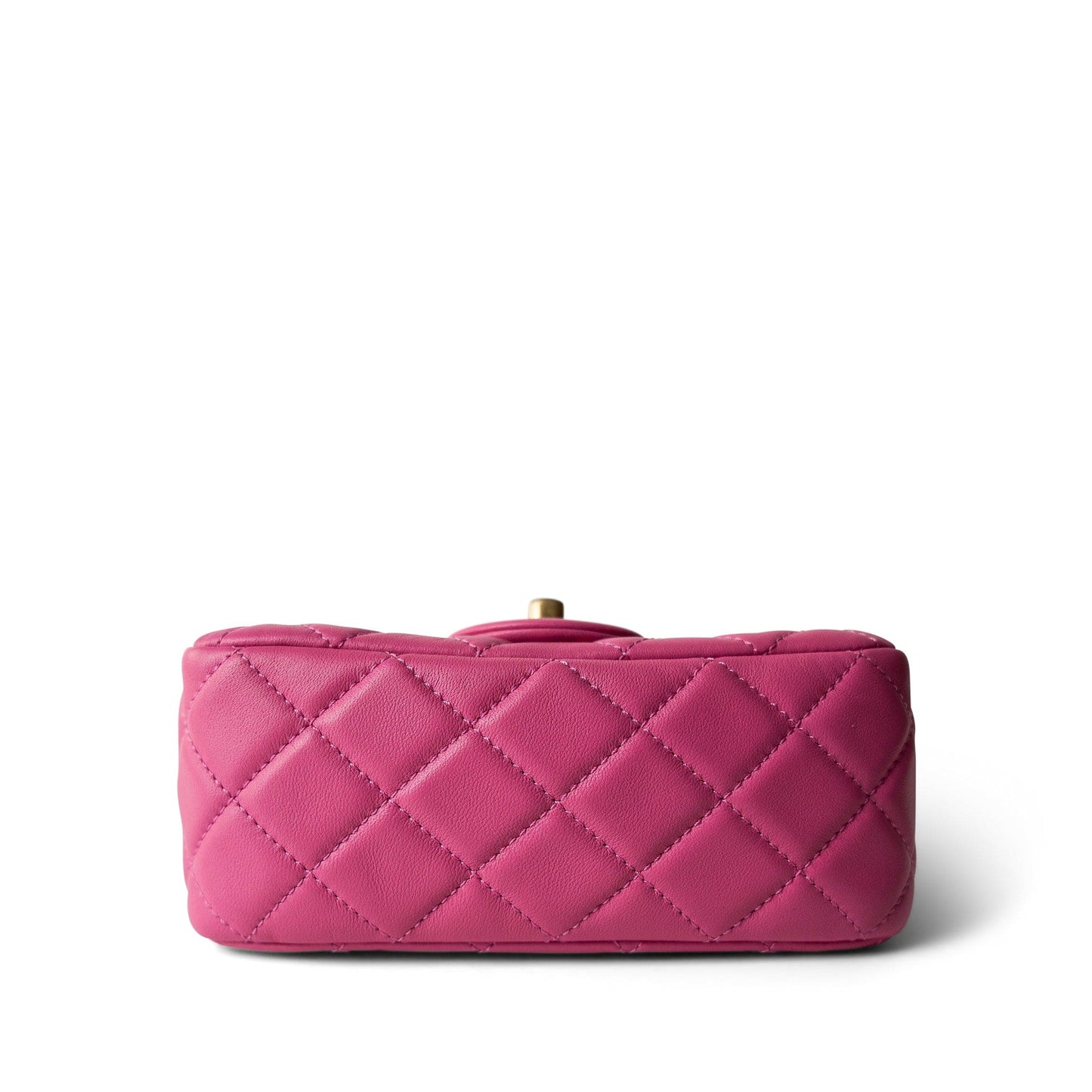 20S Pink Lambskin Quilted Pearl Crush Mini Aged Gold Hardware