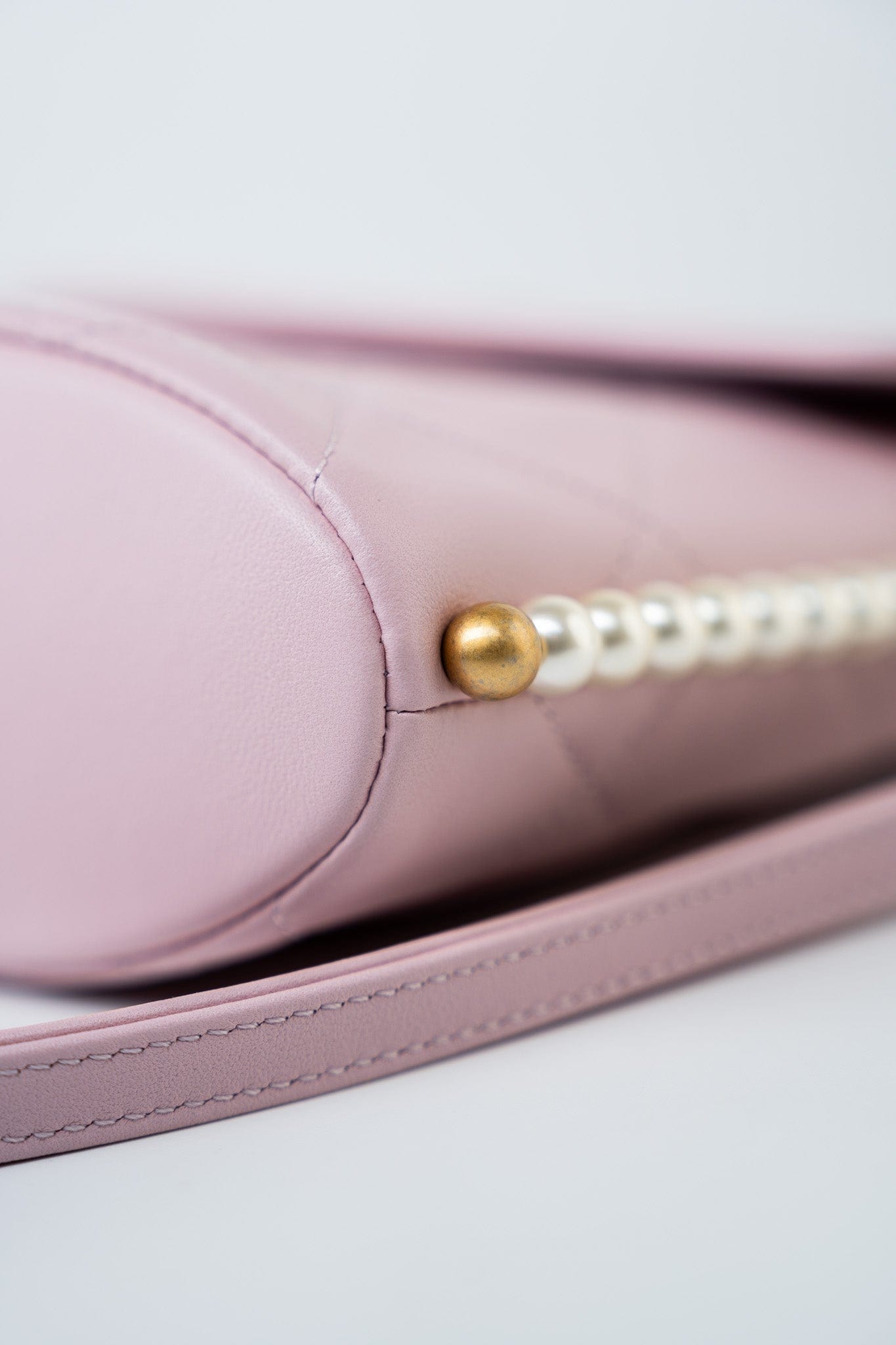 21S Light Pink / Rose Clair Calfskin Quilted All About Pearls Small Hobo Bag