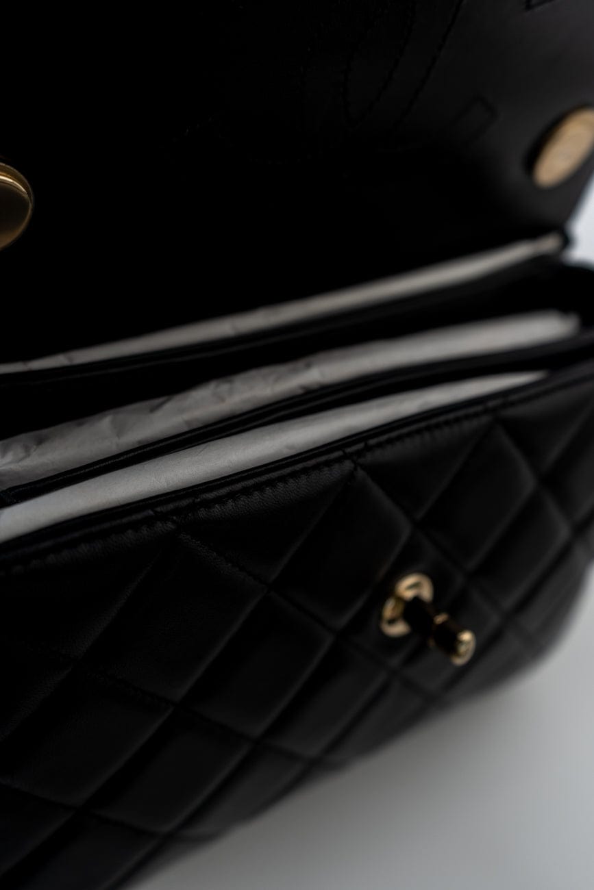 Trendy CC Black Lambskin Black Lambskin Quilted Small Light Gold Hardware