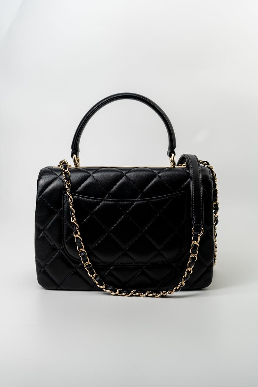 Trendy CC Black Lambskin Black Lambskin Quilted Small Light Gold Hardware