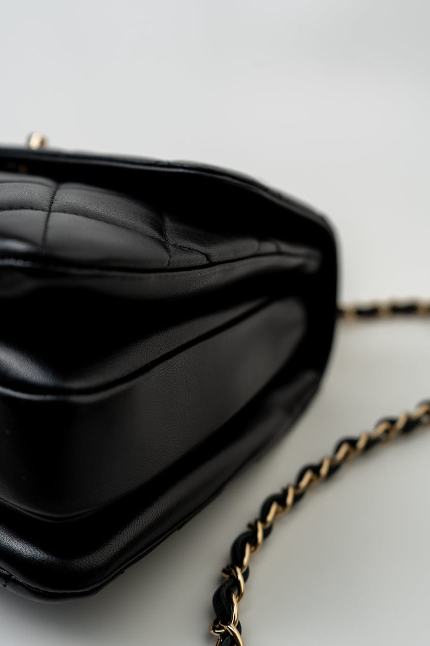 Trendy CC Black Lambskin Black Lambskin Quilted Small Light Gold Hardware