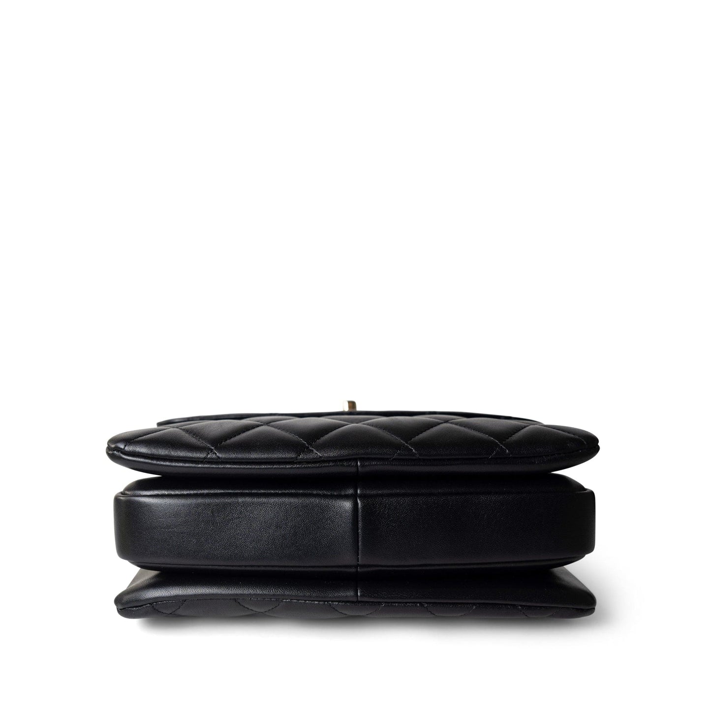 Trendy CC Black Lambskin Quilted Small Light Gold Hardware