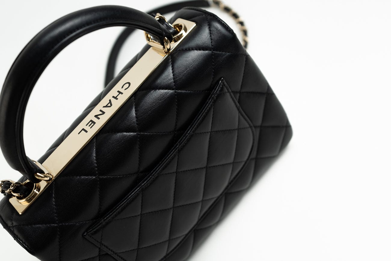 Trendy CC Small Black Lambskin Quilted LGHW