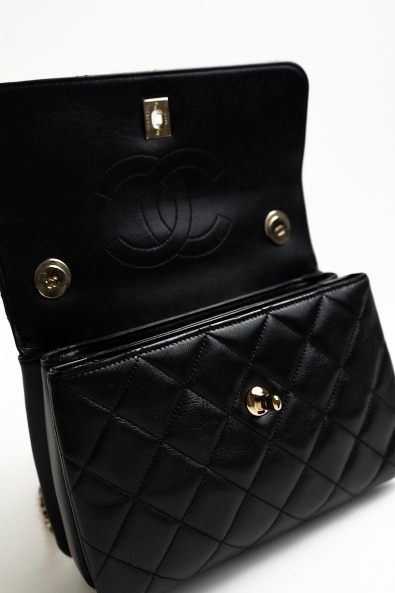 Trendy CC Small Black Lambskin Quilted LGHW