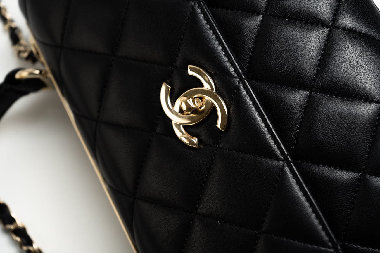 Trendy CC Small Black Lambskin Quilted LGHW