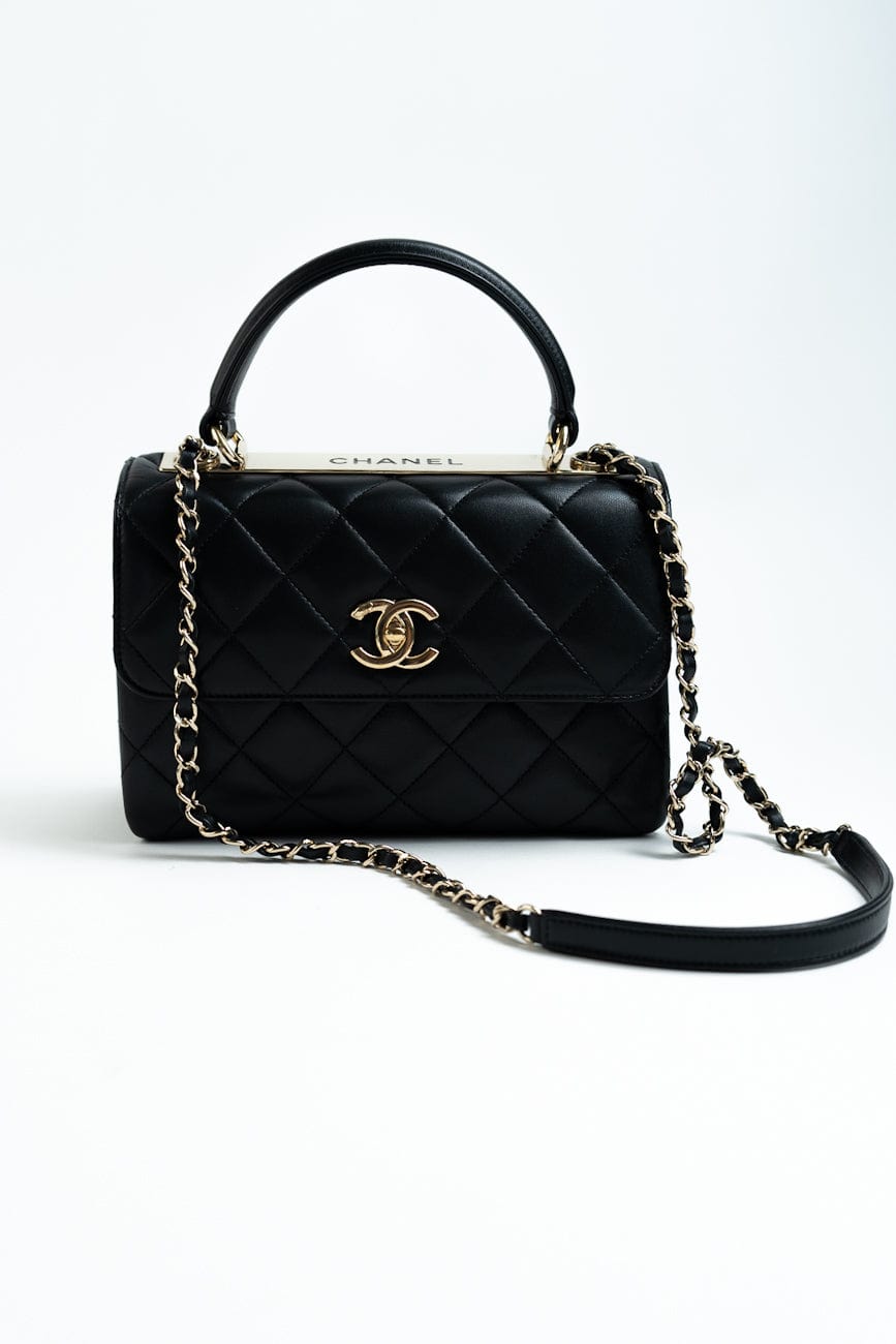 Trendy CC Small Black Lambskin Quilted LGHW