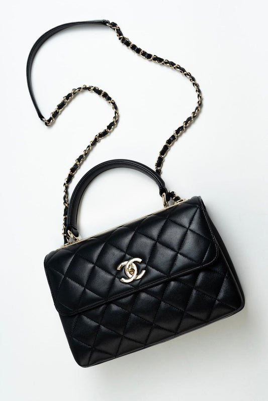 Trendy CC Small Black Lambskin Quilted LGHW