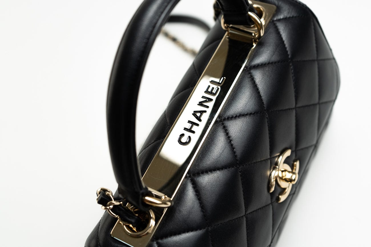 Trendy CC Small Black Lambskin Quilted LGHW