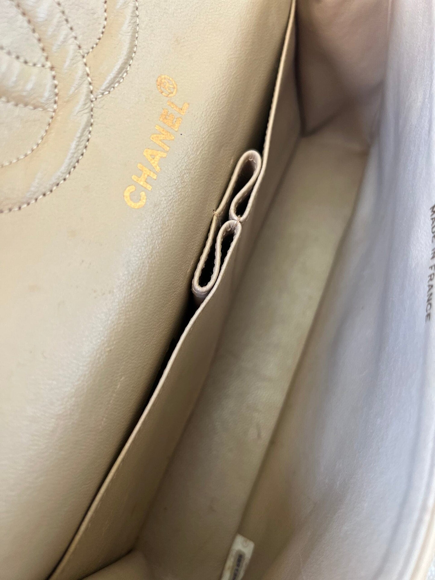 Vintage Beige Lambskin Quilted Classic Flap Medium GHW