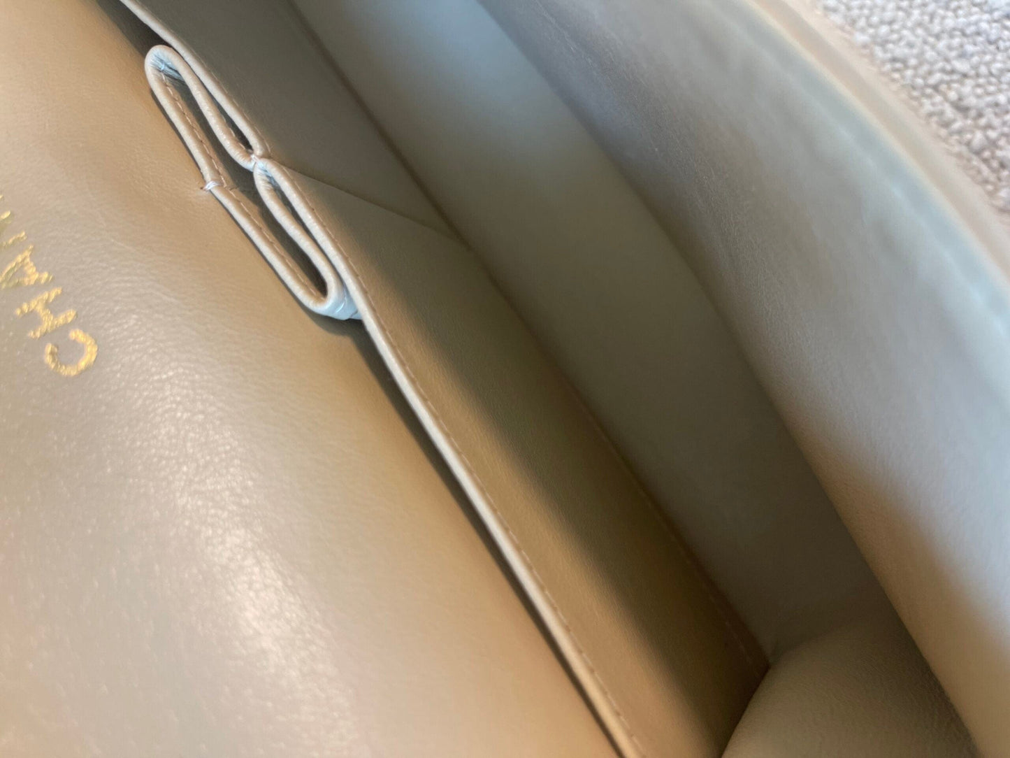 Vintage Beige Lambskin Quilted Classic Flap Medium Gold Hardware