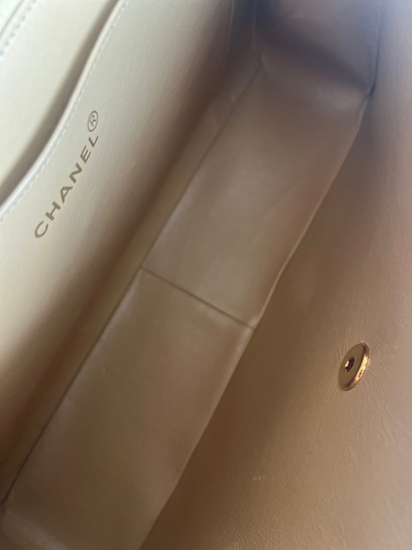 Vintage Beige Lambskin Quilted Jumbo XL Single Flap GHW