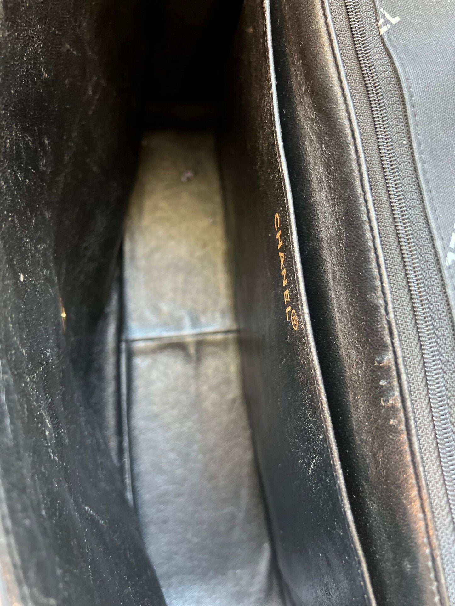 Vintage Black Canvas Quilted  Single Flap Jumbo XL Gold Hardware