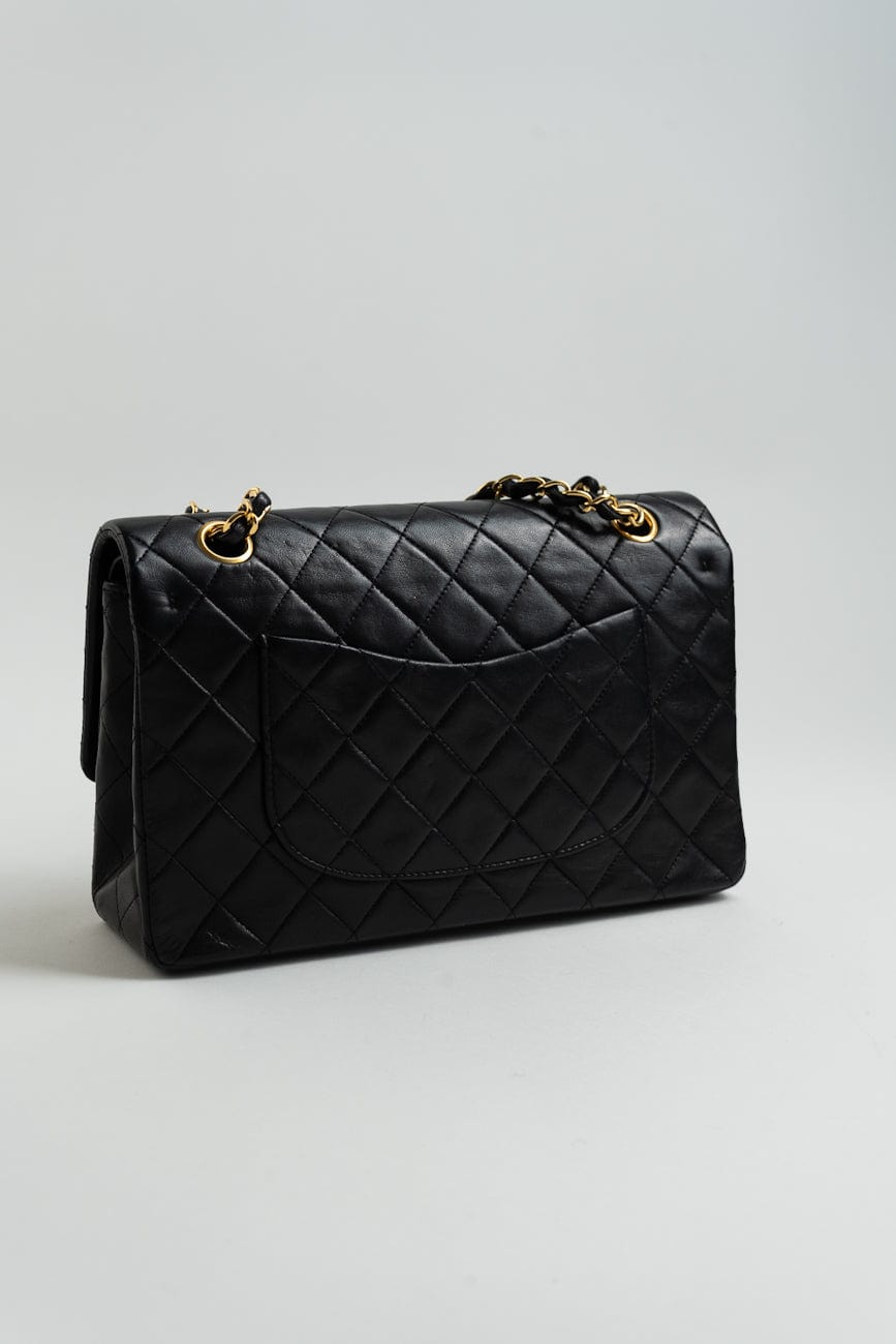 Vintage Black Lambskin Quilted Classic Flap Medium GHW