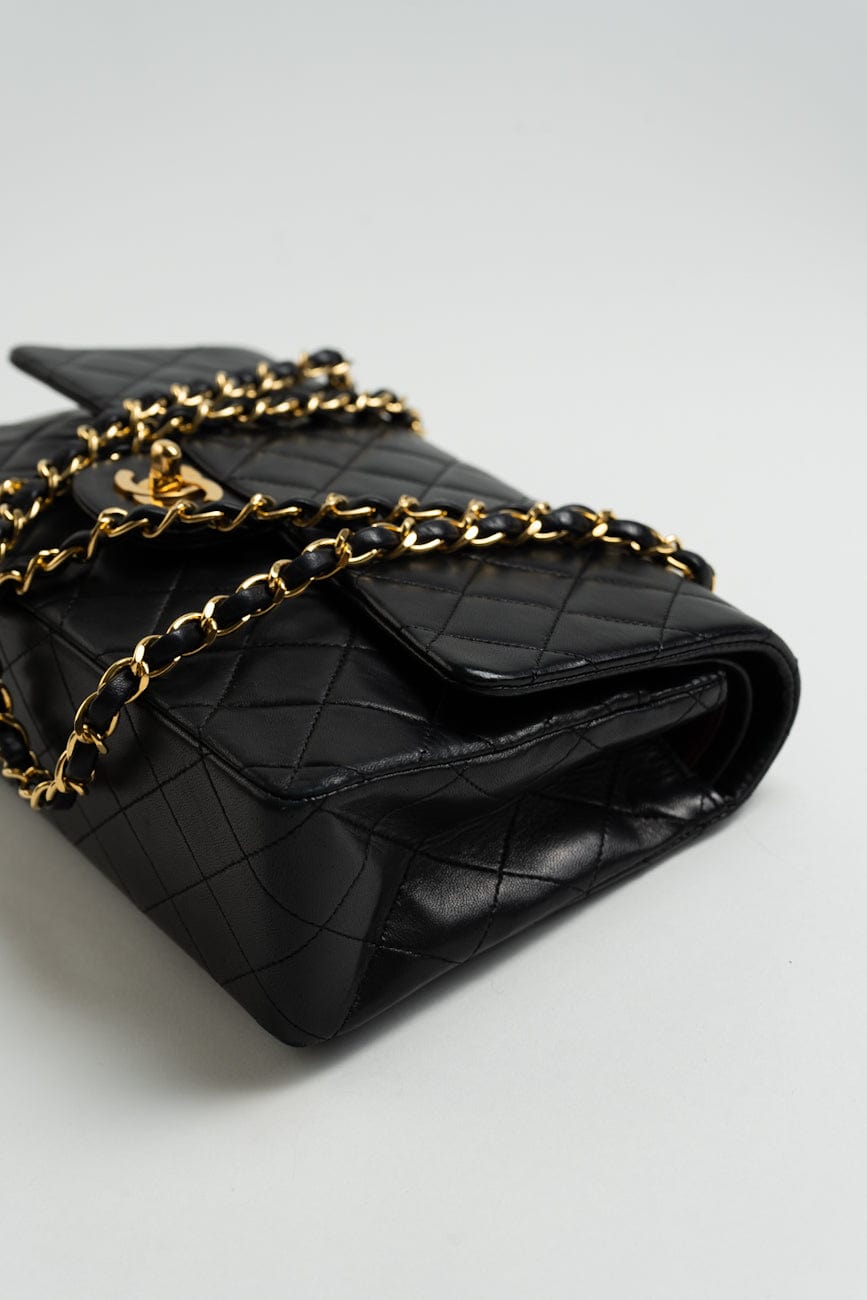 Vintage Black Lambskin Quilted Classic Flap Medium GHW