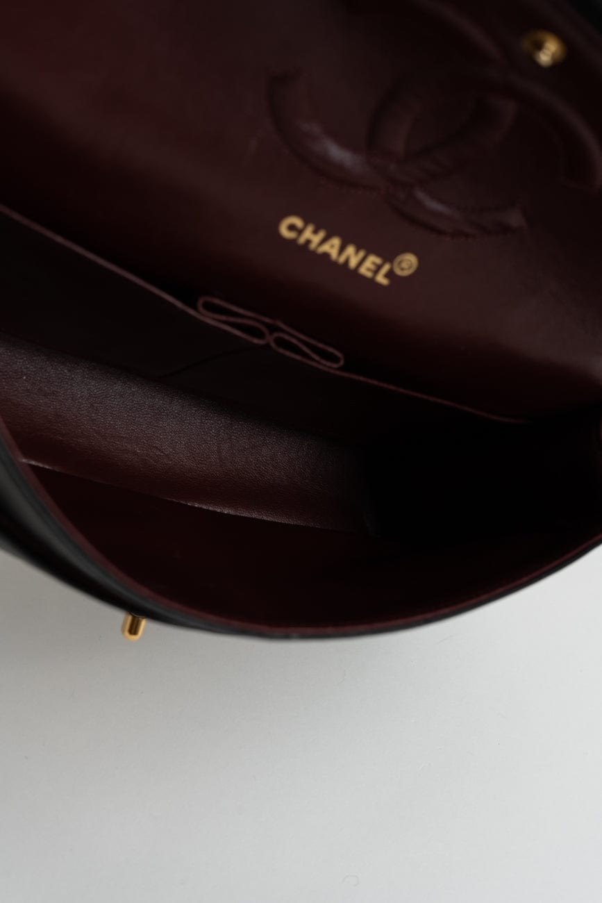 Vintage Black Lambskin Quilted Classic Flap Medium GHW