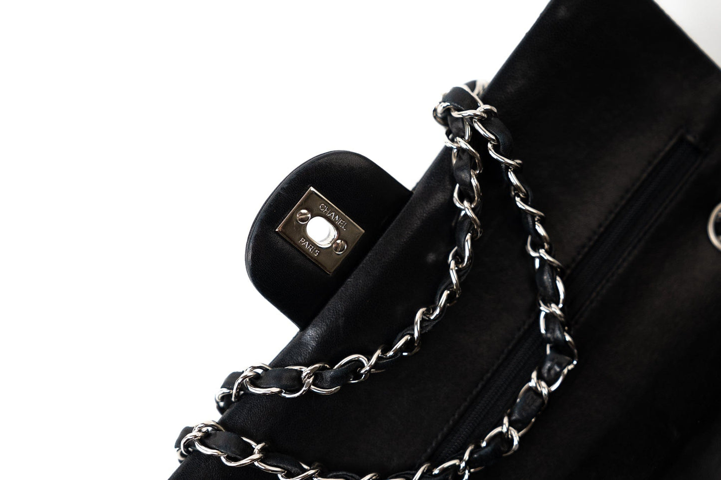 Vintage Black Lambskin Quilted Classic Flap Medium Silver Hardware