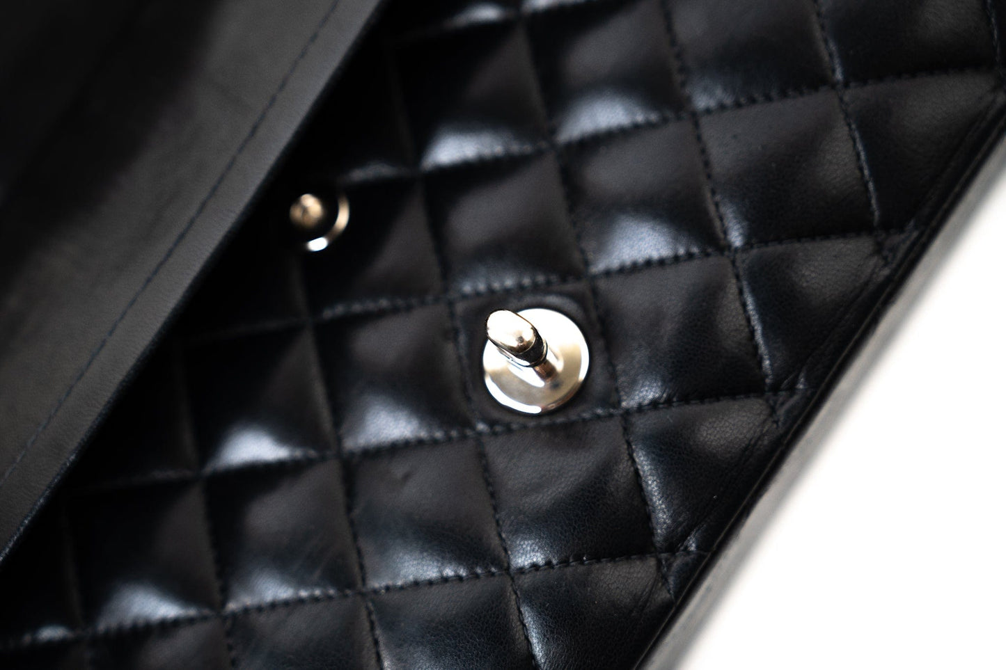 Vintage Black Lambskin Quilted Classic Flap Medium Silver Hardware