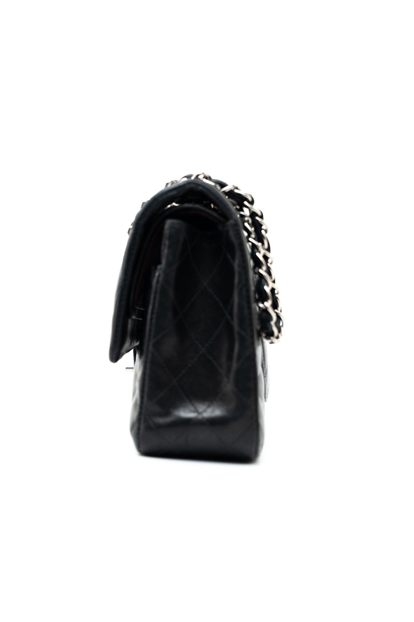 Vintage Black Lambskin Quilted Classic Flap Medium Silver Hardware