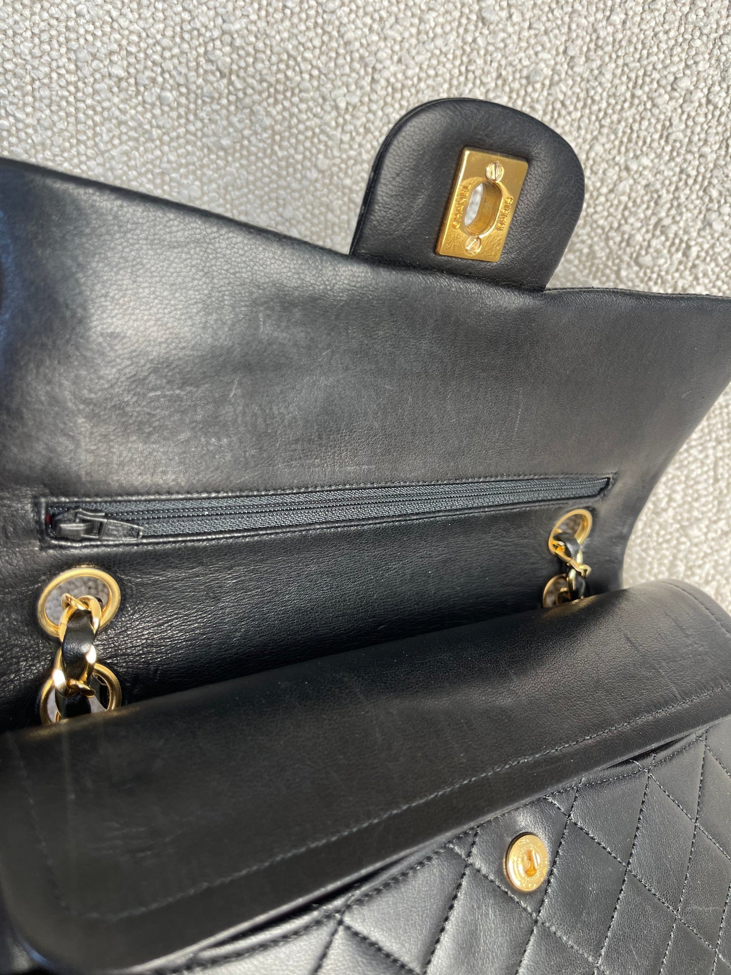 Vintage Black Lambskin Quilted Classic Flap Small GHW