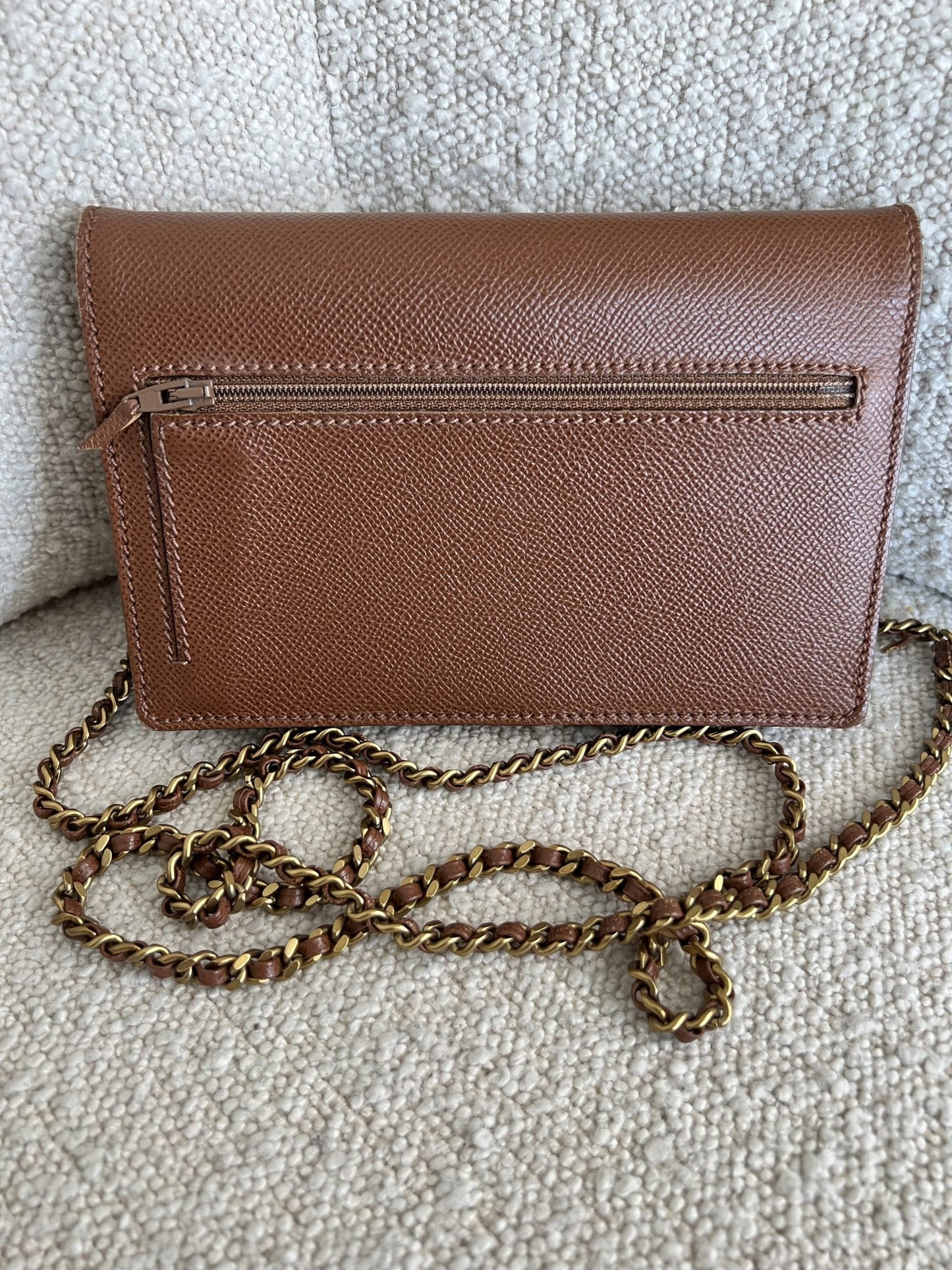 Vintage Brown Caviar Wallet On Chain AGHW