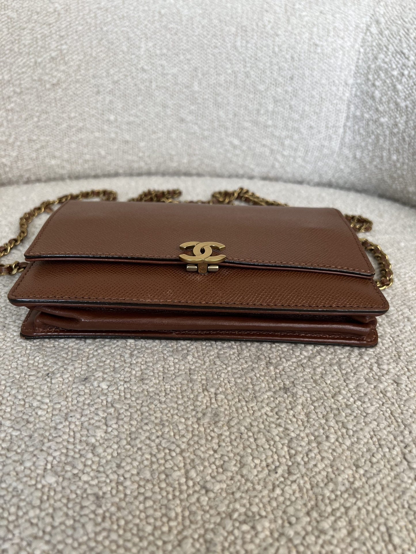 Vintage Brown Caviar Wallet On Chain AGHW