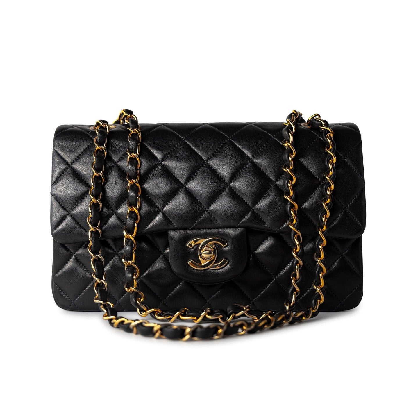 Vintage Small Black Lambskin Quilted Classic Flap Small GHW