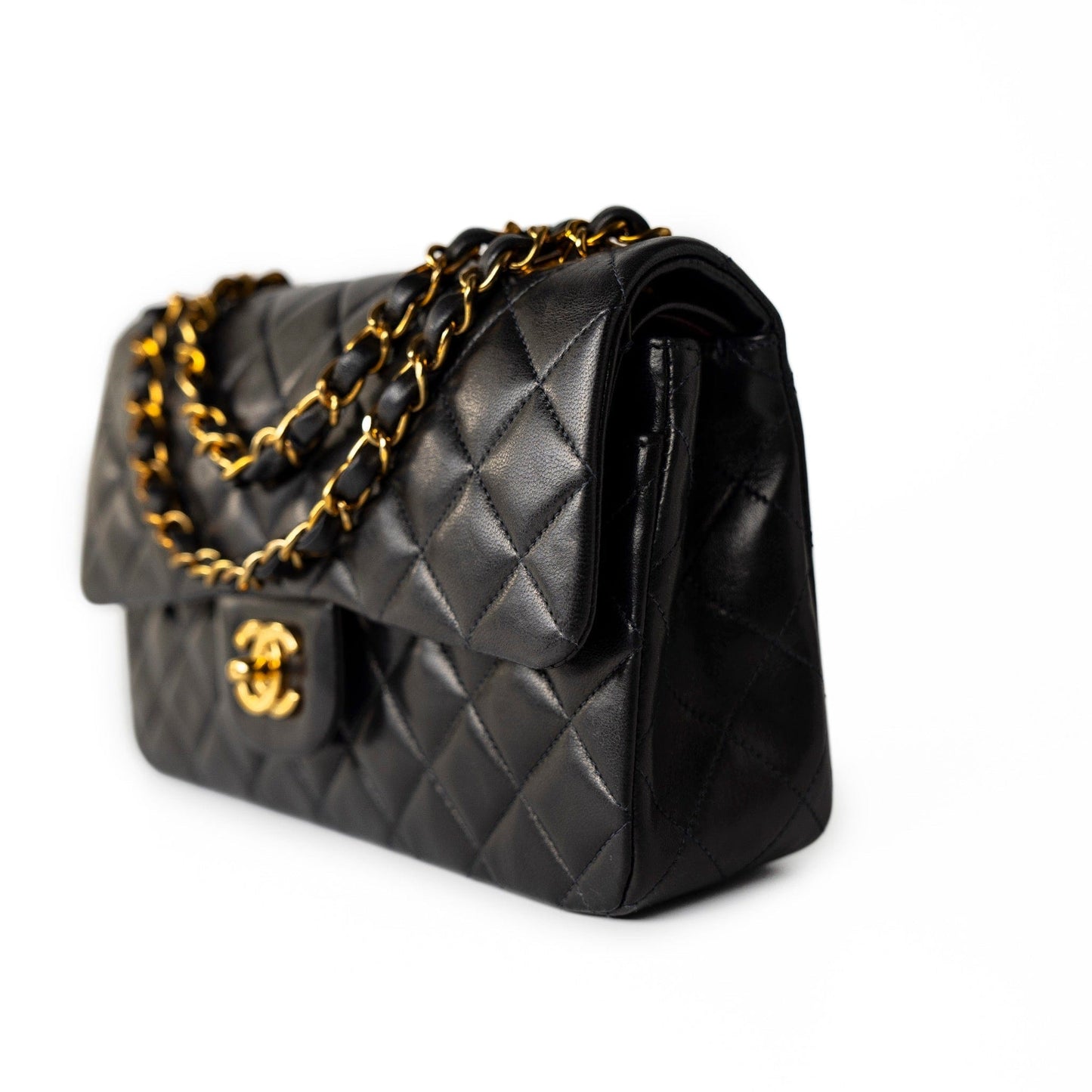 Vintage Small Black Lambskin Quilted Classic Flap Small GHW