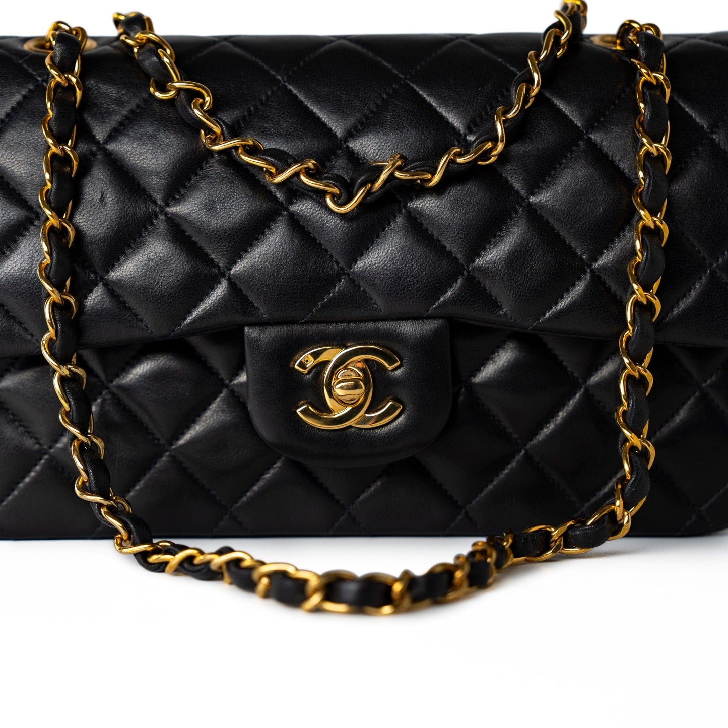 Vintage Small Black Lambskin Quilted Classic Flap Small GHW