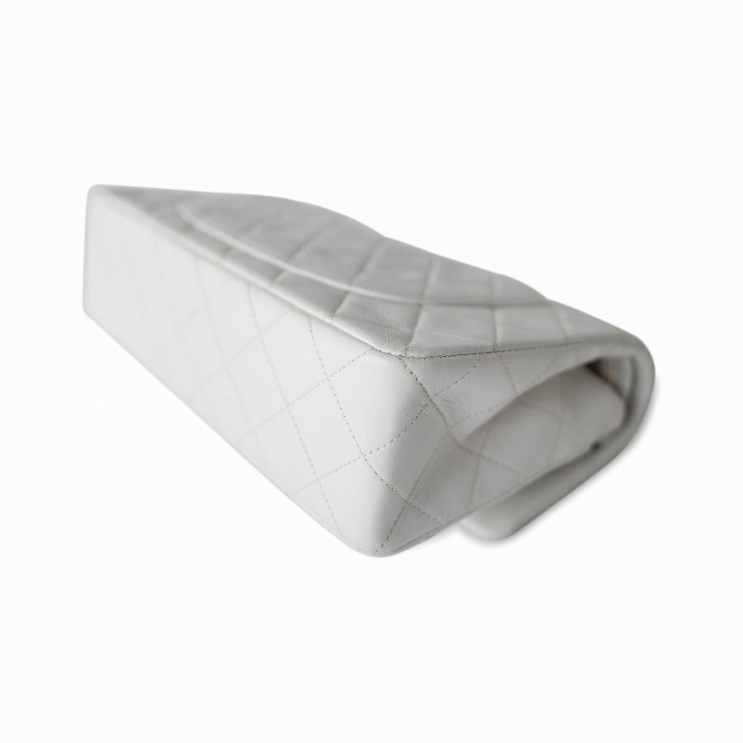 Vintage White Lambskin Quilted Classic Flap Small Gold Hardware