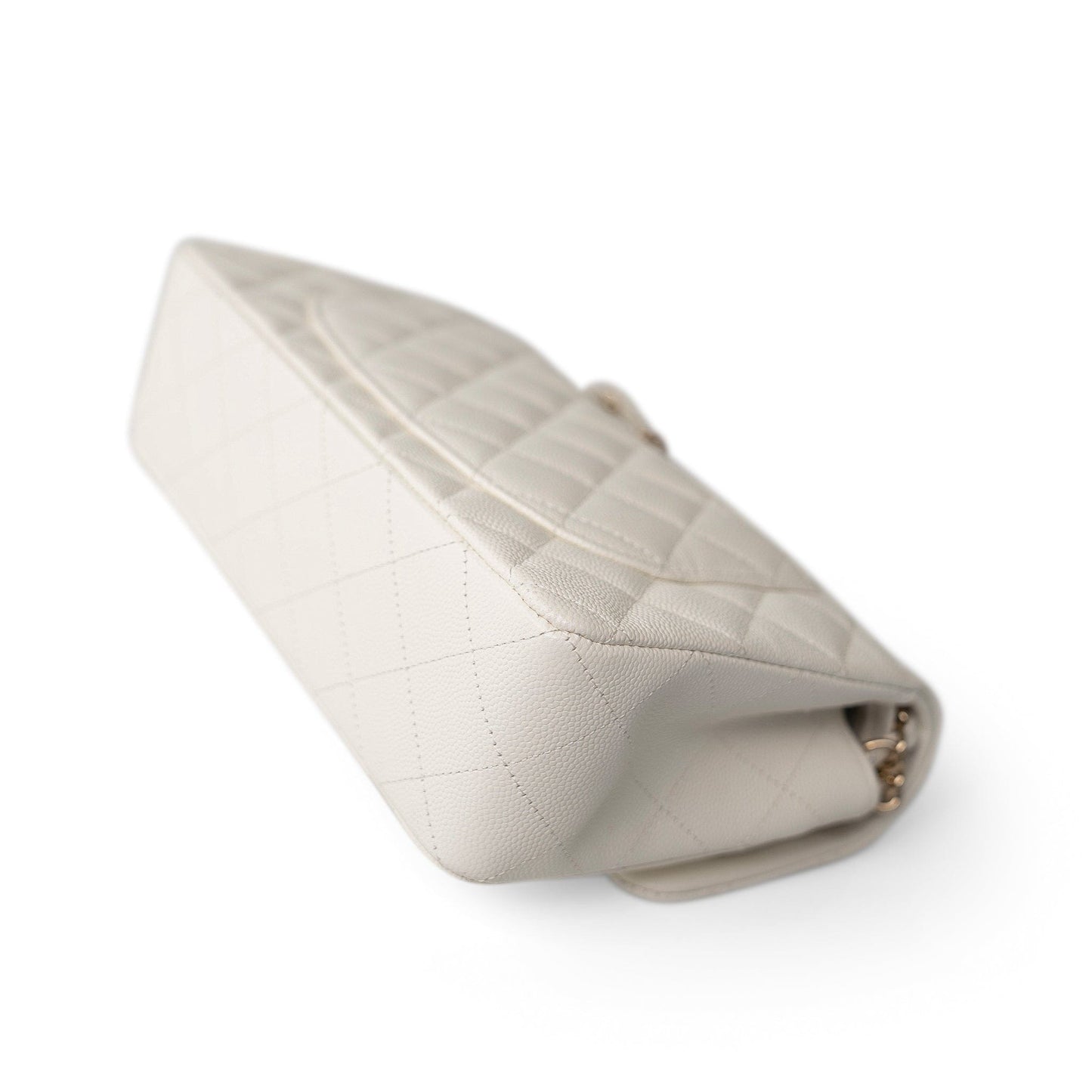 21B Ivory Caviar Quilted Classic Flap Small Light Gold Hardware