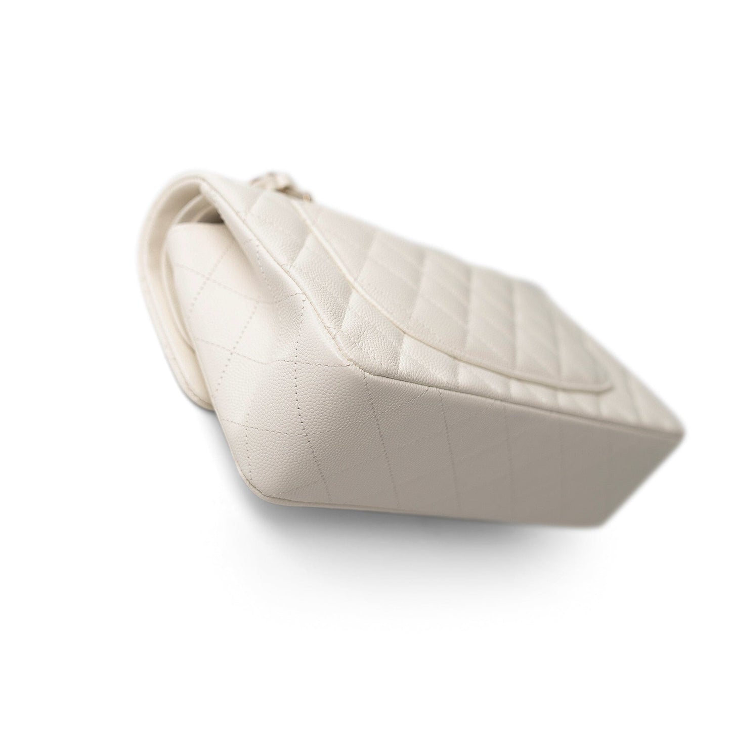 21B Ivory Caviar Quilted Classic Flap Small Light Gold Hardware