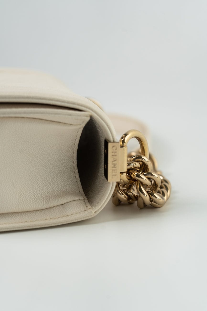 White Caviar Quilted LeBoy Bag Small