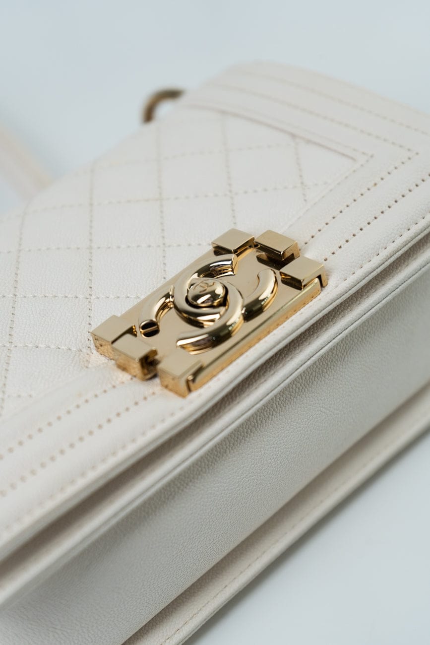 White Caviar Quilted LeBoy Bag Small