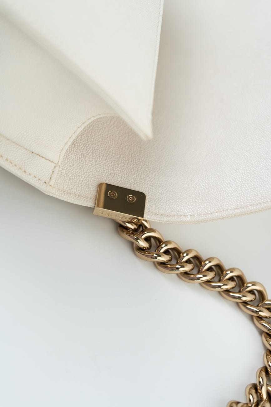 White Caviar Quilted LeBoy Bag Small