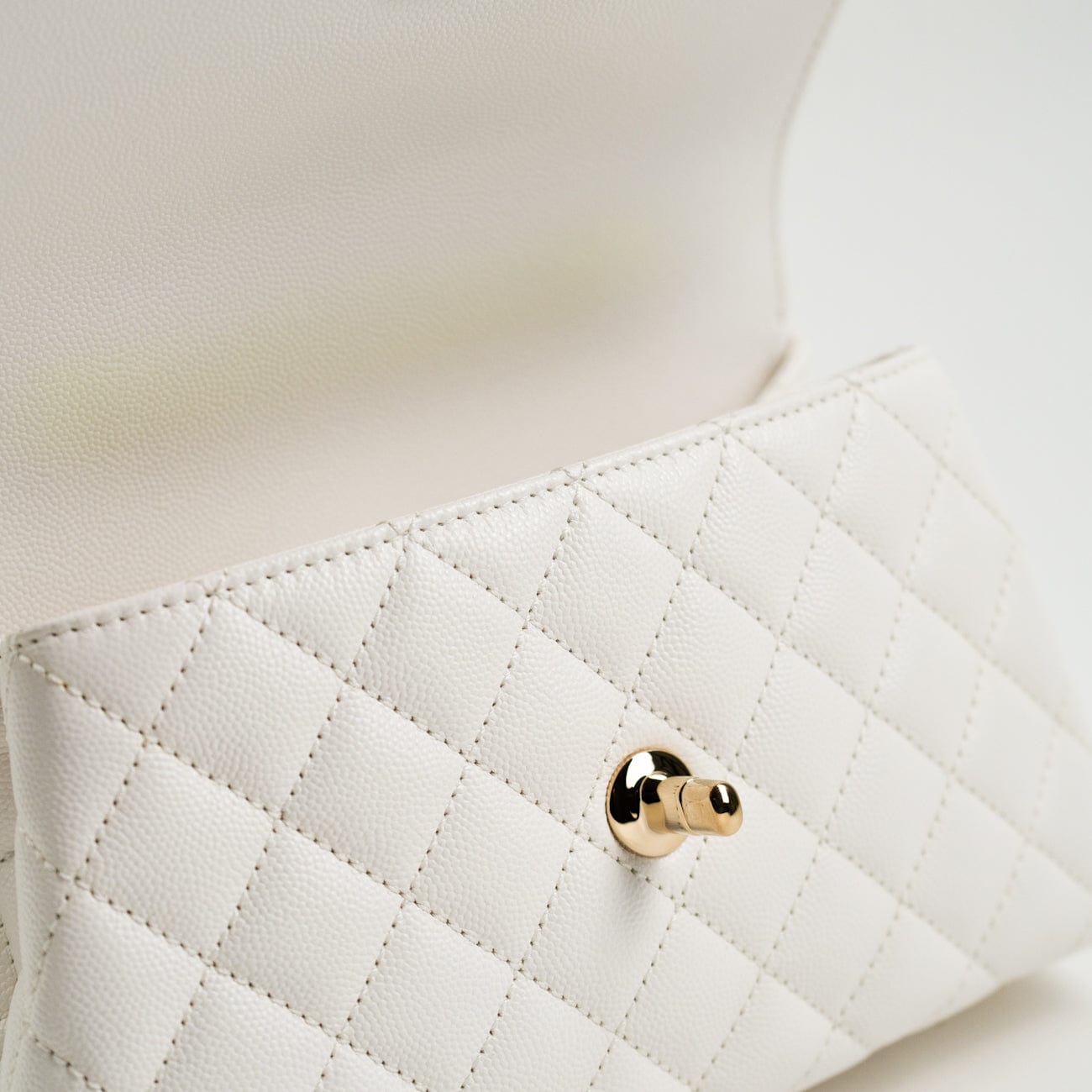 White Caviar Quilted Small Coco Handle