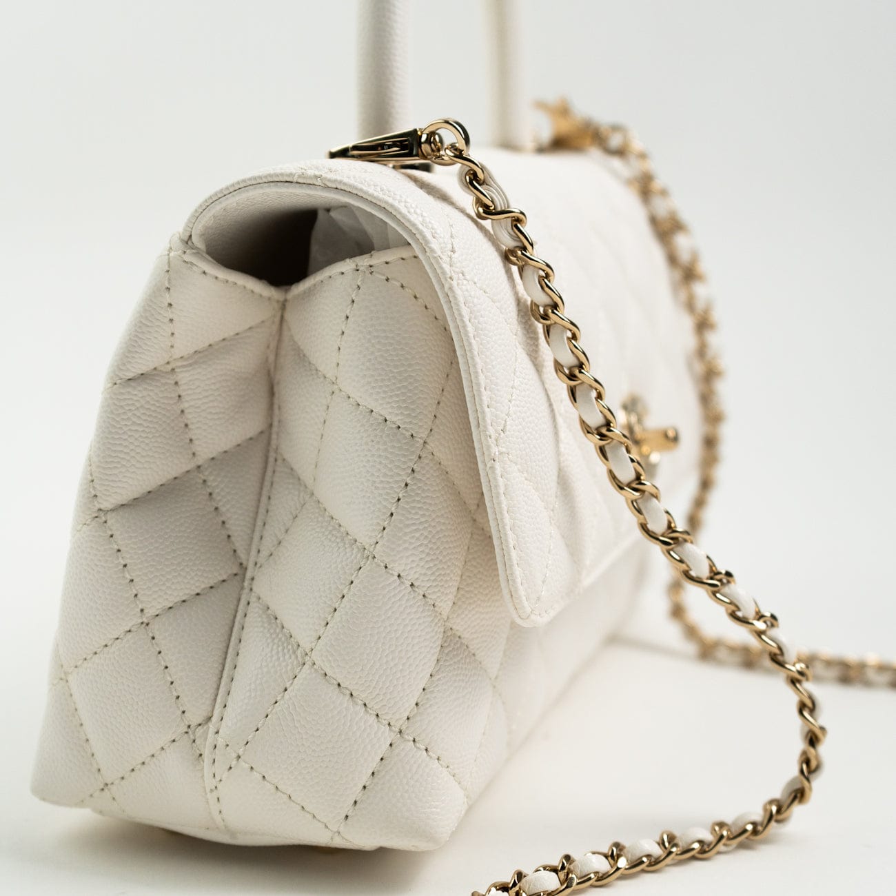 White Caviar Quilted Small Coco Handle
