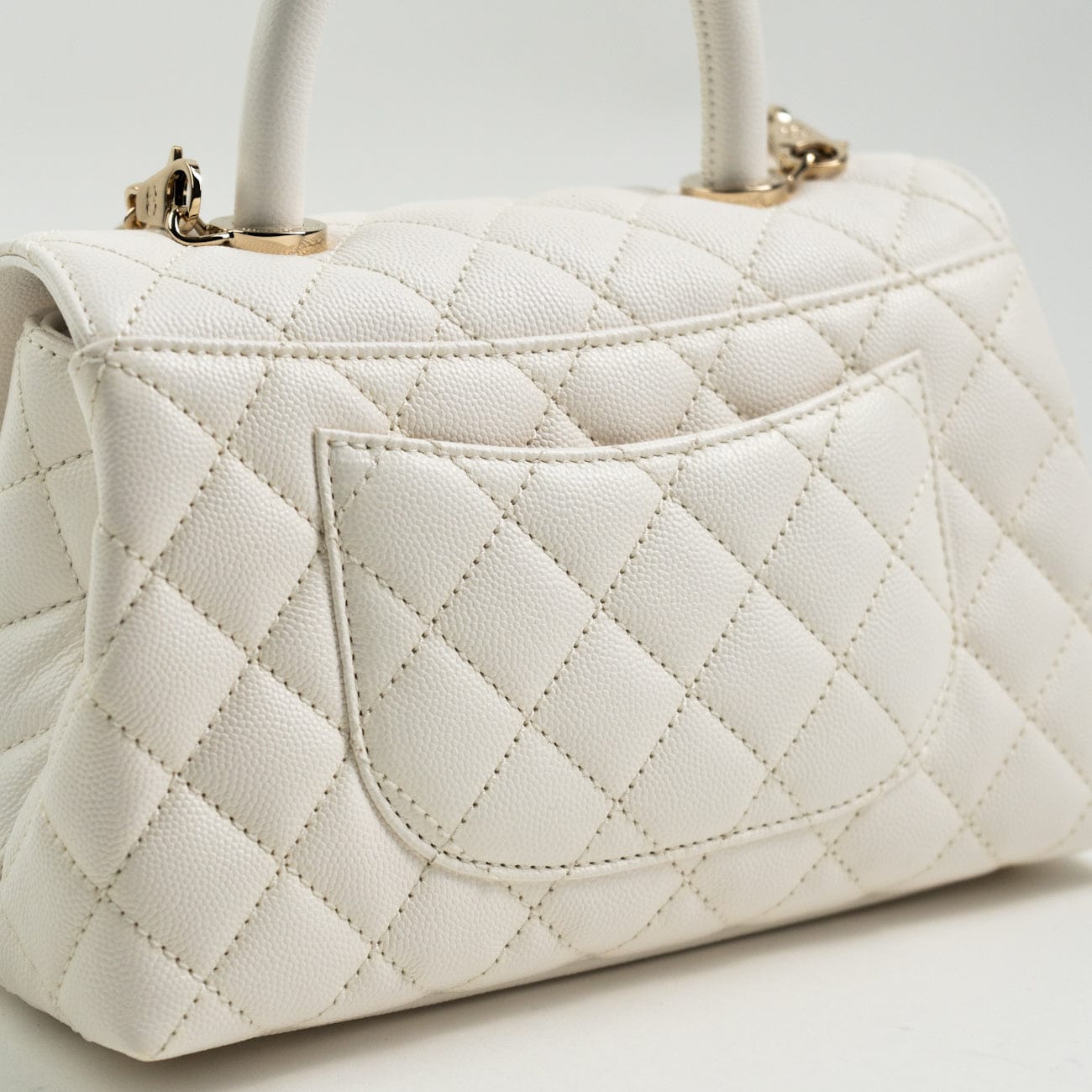 White Caviar Quilted Small Coco Handle