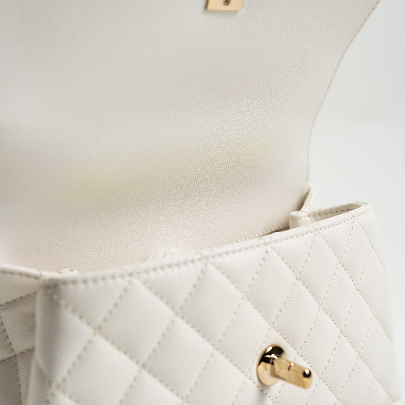 White Caviar Quilted Small Coco Handle