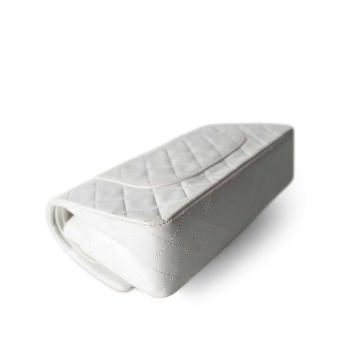 Vintage White Lambskin Quilted Classic Flap Medium Gold Hardware