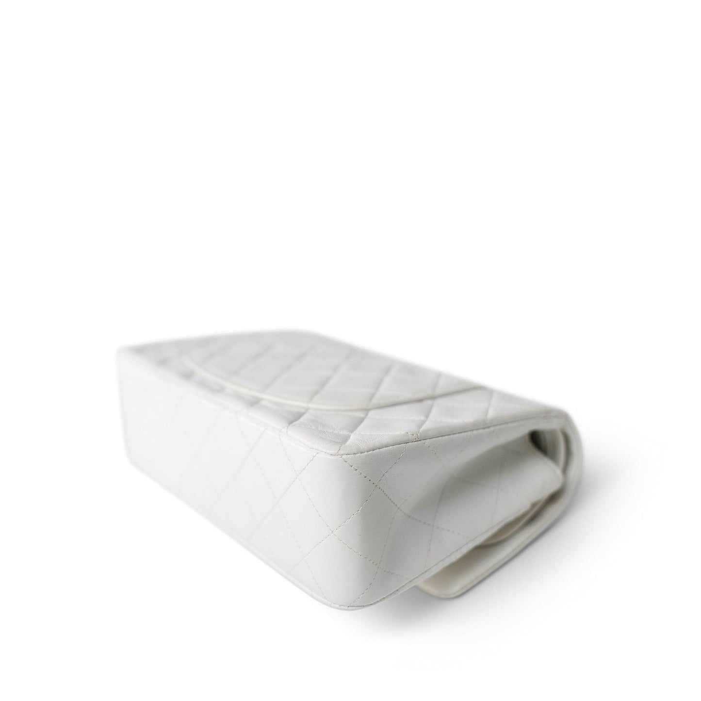 Vintage White Lambskin Quilted Classic Flap Small Gold Hardware