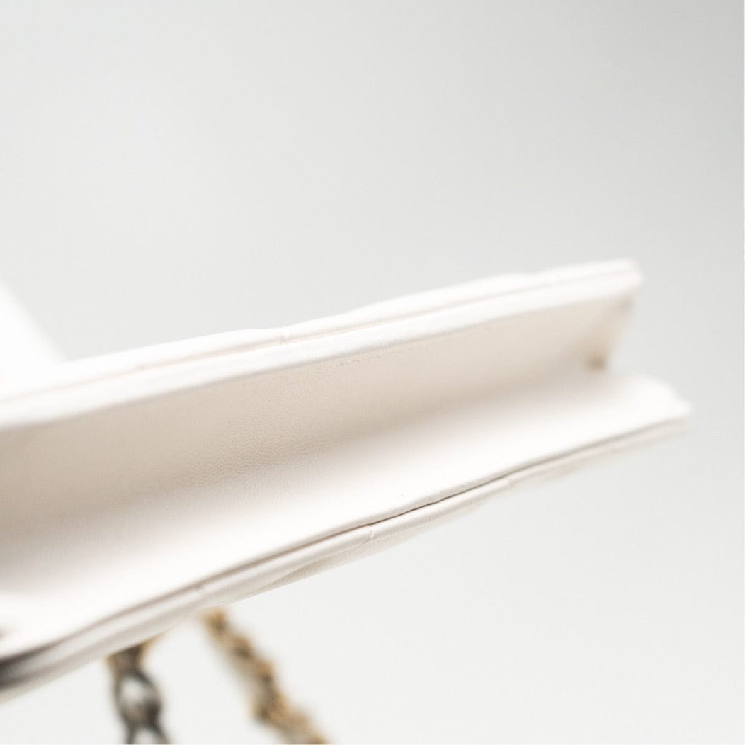 White Lambskin Quilted 19 Wallet on Chain (WOC)
