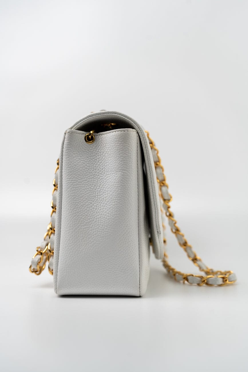 Vintage White Caviar Quilted Medium Diana Flap GHW