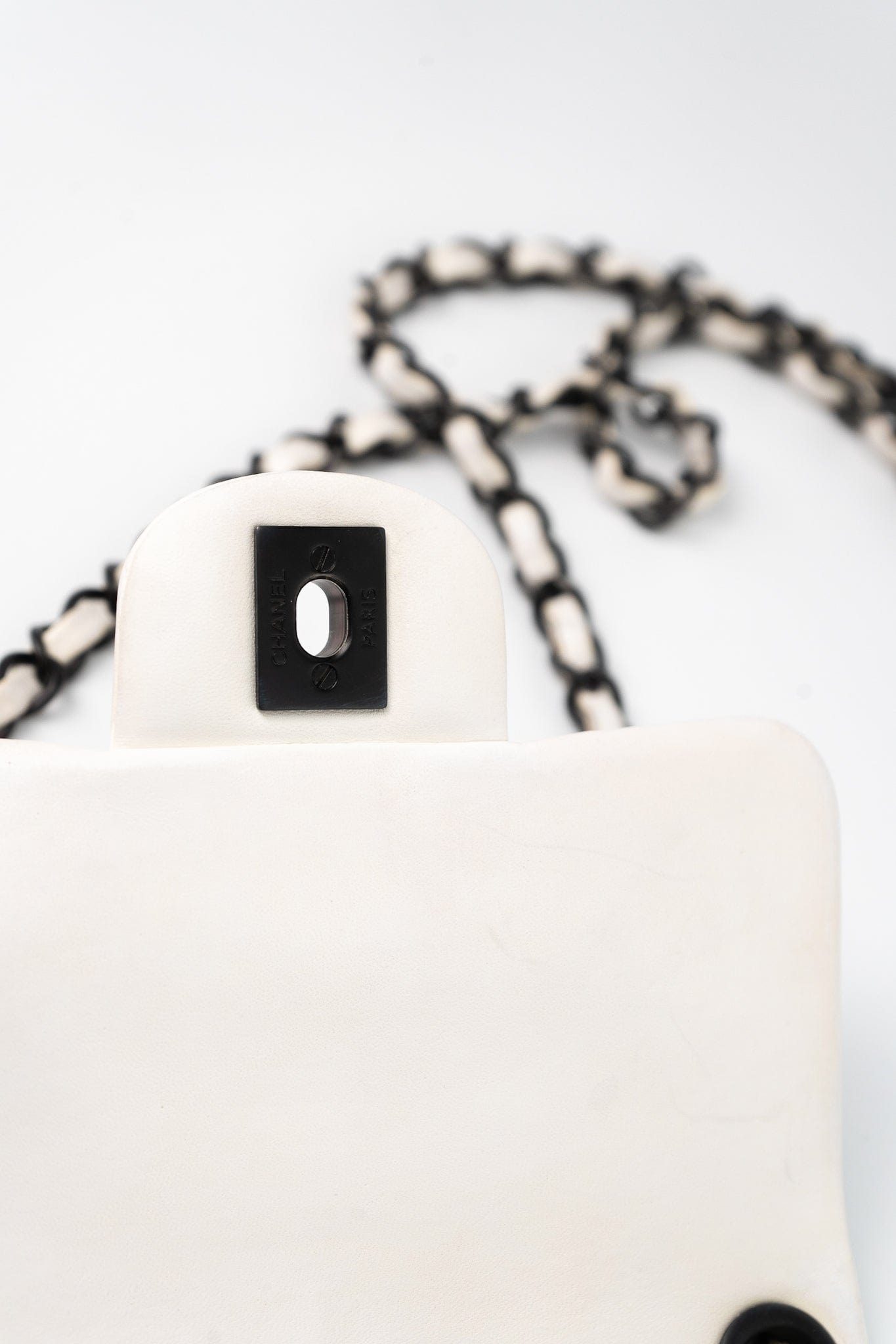 White Lambskin Quilted Mini Square Single Flap