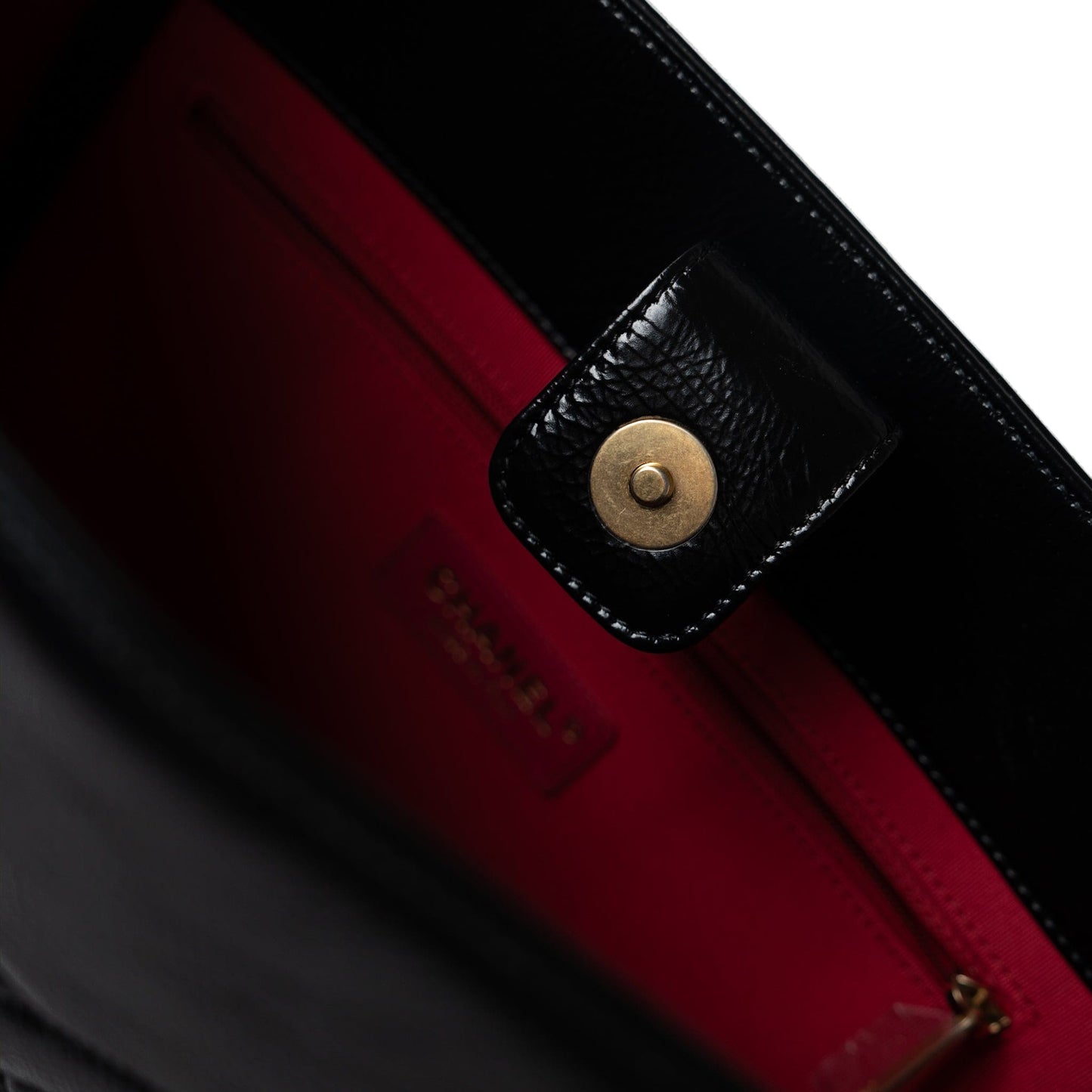 20A Large Black Leather Shopping Tote Antique Gold Hardware