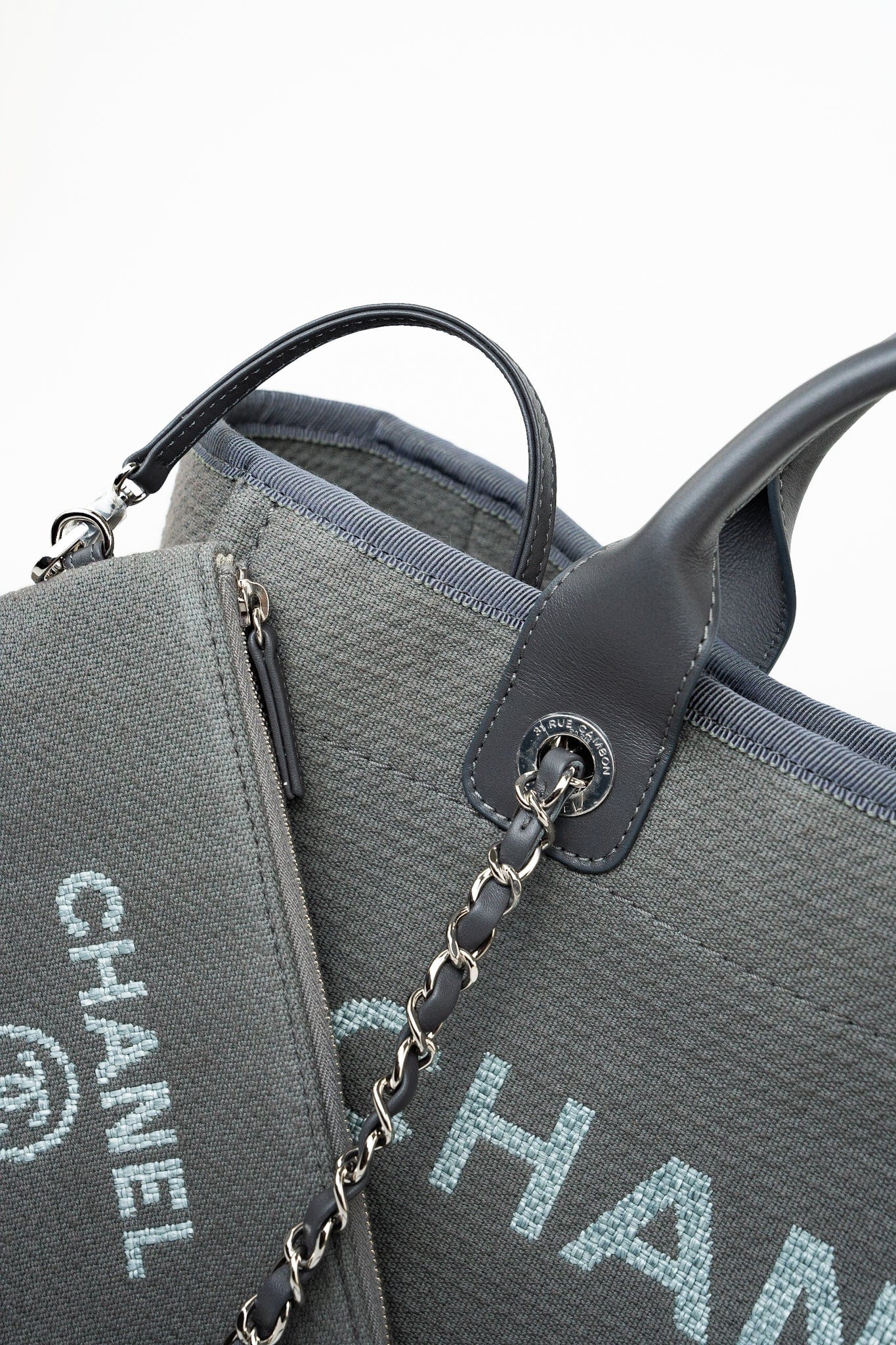 22A Grey Deauville Shopping Tote Small Silver Hardware