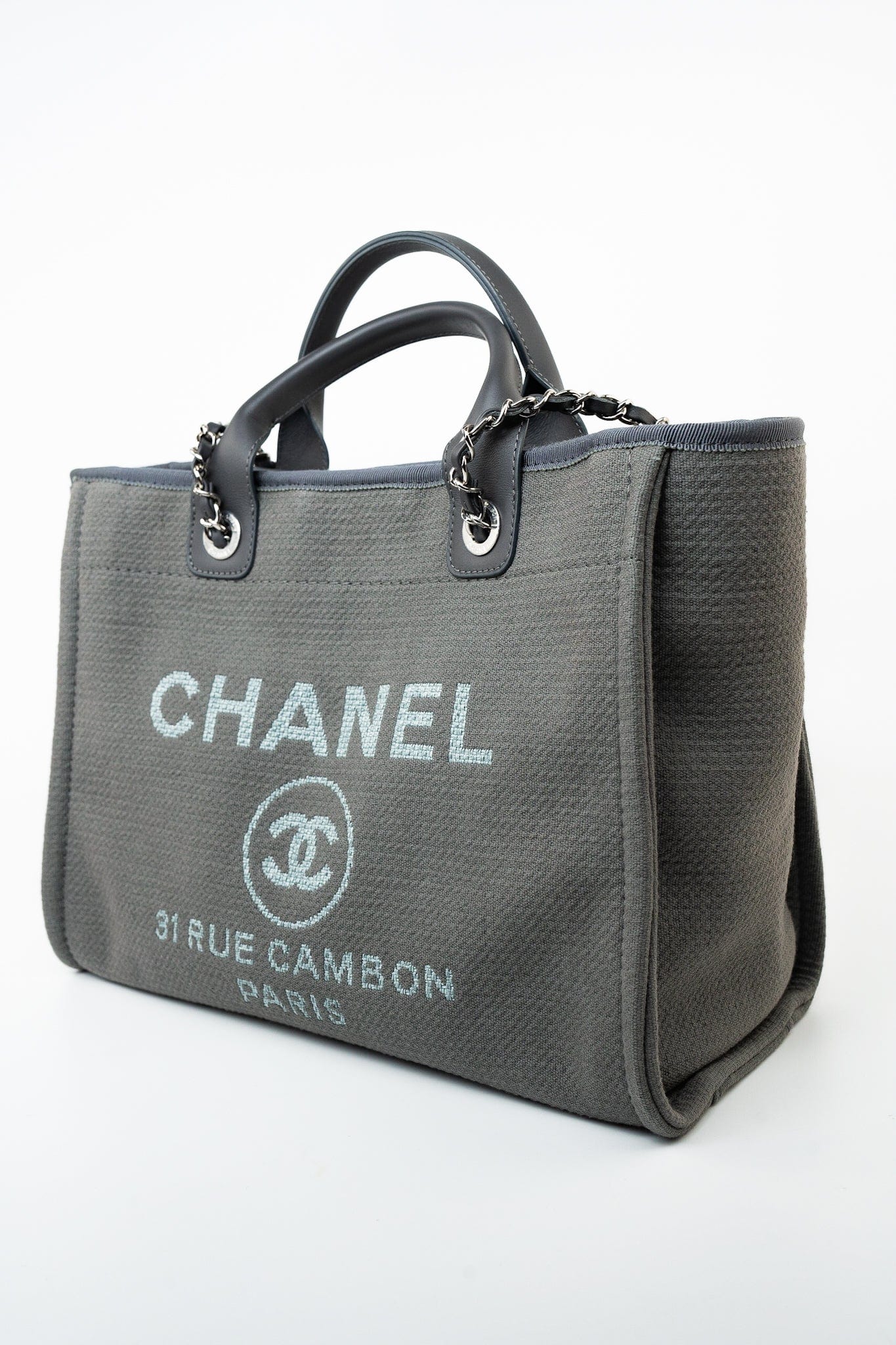 22A Grey Deauville Shopping Tote Small Silver Hardware