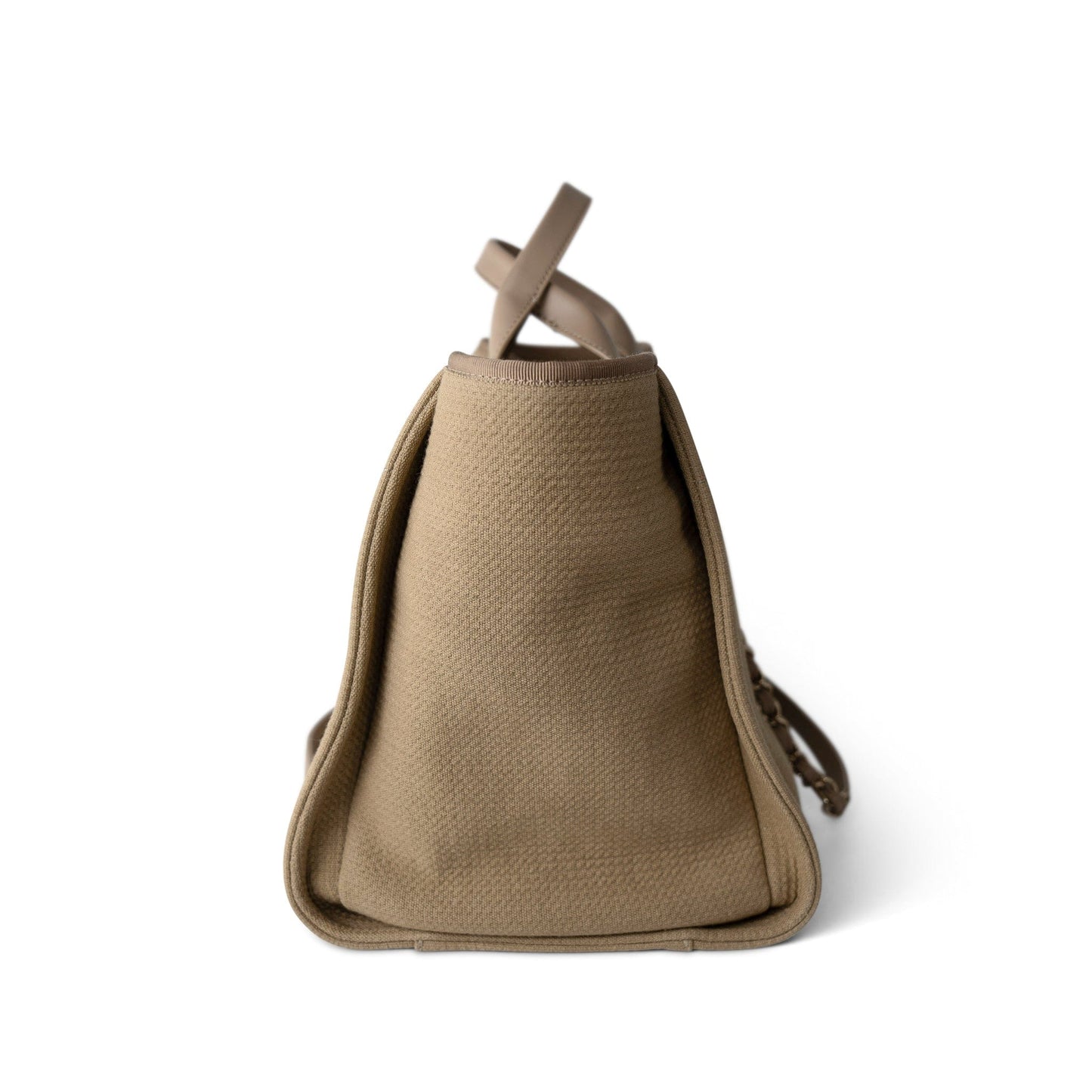 22A Dark Beige Deauville Tote Mixed Fibers and Calfskin Light Gold Hardware