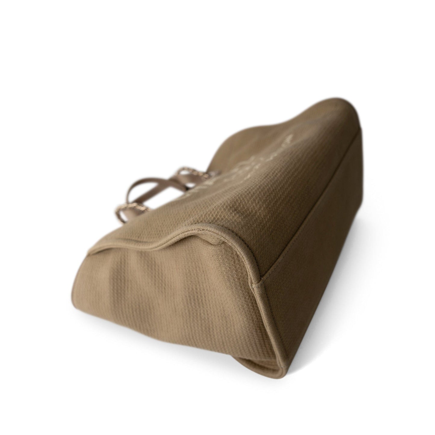 22A Dark Beige Deauville Tote Mixed Fibers and Calfskin Light Gold Hardware